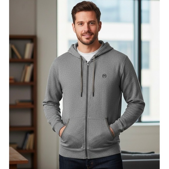 TravisMathew Other - Travis Mathew Men's Heather Gray Zip Up Hoodie Sweatshirt Medium Golf Casual